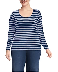 Lands' End Plus Lightweight Jersey Skimming Long Sleeve Scoop Neck T-shirt