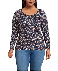 Lands' End Plus Lightweight Jersey Skimming Long Sleeve Scoop Neck T-shirt
