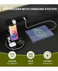 gaomon Tall 4-Drawer Dresser with Rgb Lights & Charging Station, App Controlled Music Sync Led