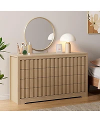 gaomon Fluted Dresser for Bedroom with 8 Drawers, Modern Chest of Drawers with Handleless,Wooden Dresser