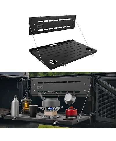 Mecale Tailgate Drop Down Table for 2021-2025 Ford Bronco, Carbon Steel Foldable Molle Panel, 88 lbs Load Capacity