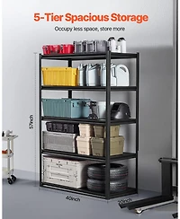Mecale 5-Tier Garage Storage Shelves, 24"D x 48"W x 72"H, 3000 lb Capacity, Adjustable Metal Utility Shelving Rack, Black