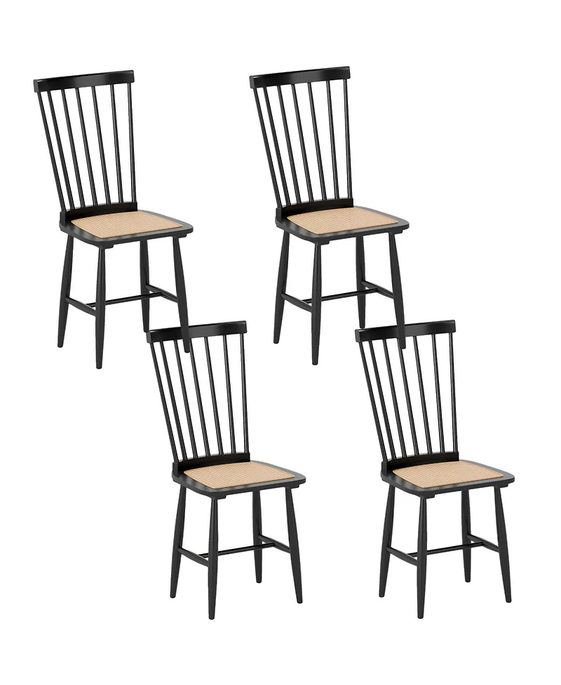 Costway Dining Chairs with Pe Rattan Seats for Dining Room, Kitchen, Restaurant