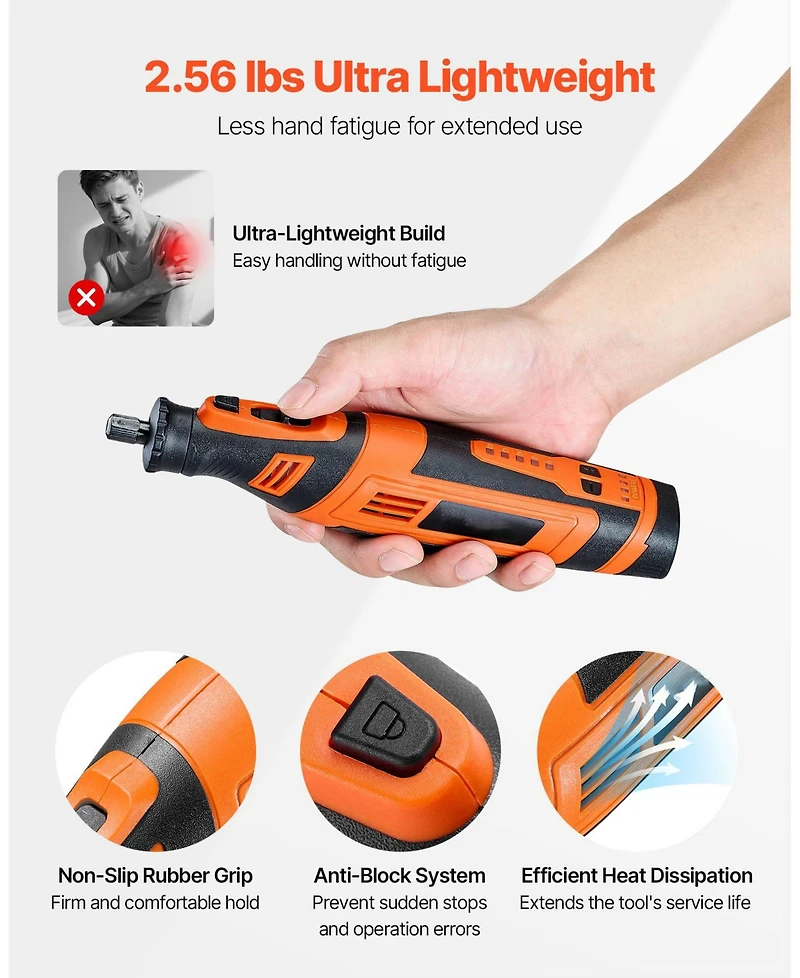 Mecale 136-Piece Cordless Rotary Tool Kit, DC8V Mini Rotary Tool, 5 Speeds 5000–30000 Rpm, Multi-Purpose Diy Tool Set