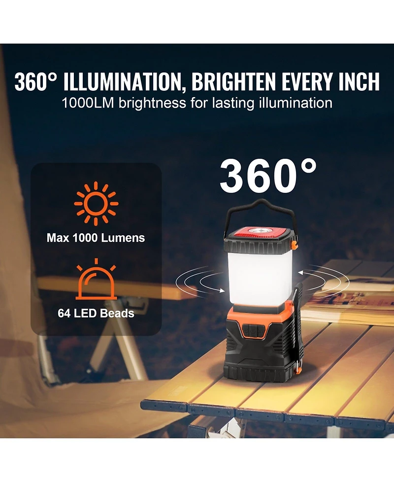 Mecale Led Camping Lantern, 1000 Lumens, 360° Illumination, 4 Modes, Battery Powered Light, Outdoor Use