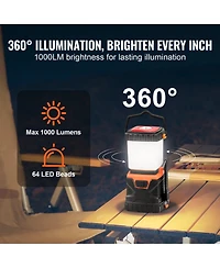 Mecale Led Camping Lantern, 1000 Lumens, 360° Illumination, 4 Modes, Battery Powered Light, Outdoor Use