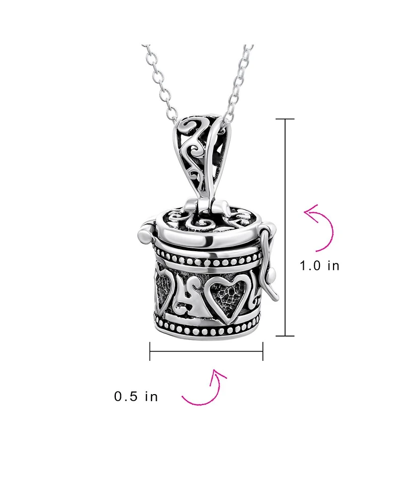 Bling Jewelry -Style Heart Prayer Box Locket Necklace Pendant .925 Sterling Silver