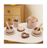 Bruce & Shark 13-Piece Wooden Tea Set with Teapot, Cups & Treats, Child-Safe Gift