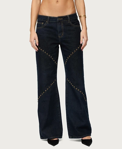 Edikted Women's Charla Stud Low Rise Baggy Jeans