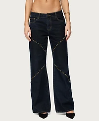 Edikted Women's Charla Stud Low Rise Baggy Jeans