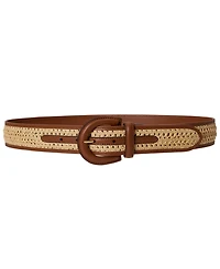 Lauren Ralph Straw Crescent Buckle Belt