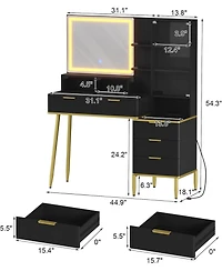 gaomon Makeup Vanity Desk With Hd Lighted Mirror and Power Outlet