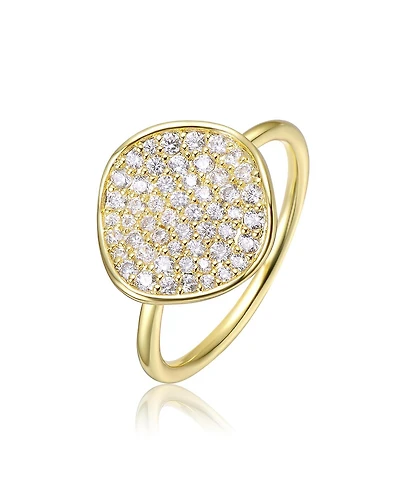 Rachel Glauber 14K Gold Plated with Clear Cubic Zirconia Cocktail Ring