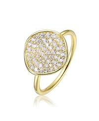 Rachel Glauber 14K Gold Plated with Clear Cubic Zirconia Cocktail Ring