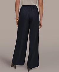 Donna Karan New York Women's Pinstripe Wide Leg Pull-On Pants