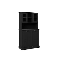 sumyeg Two-Compartment Tilt-Out Laundry Basket Cabinet with 2 Adjustable Shelves, Tall Bathroom Storage