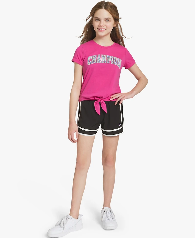Champion Girls' 7-16 Two-Tone Varsity Pull-On Shorts
