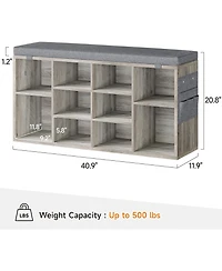 gaomon Entryway Shoe Bench with Storage & Cushioned Seat | Wooden Shoe Rack Organizer with Adjustable Shelves & Side Pockets for Hallway