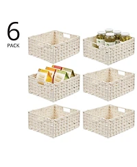 mDesign Woven Farmhouse Kitchen Pantry Food Storage Basket Box, Medium - 6 Pack, White