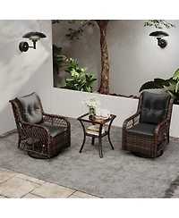 Slickblue Outdoor 3-Piece Furniture Set with Swivel Gliders and Side Table