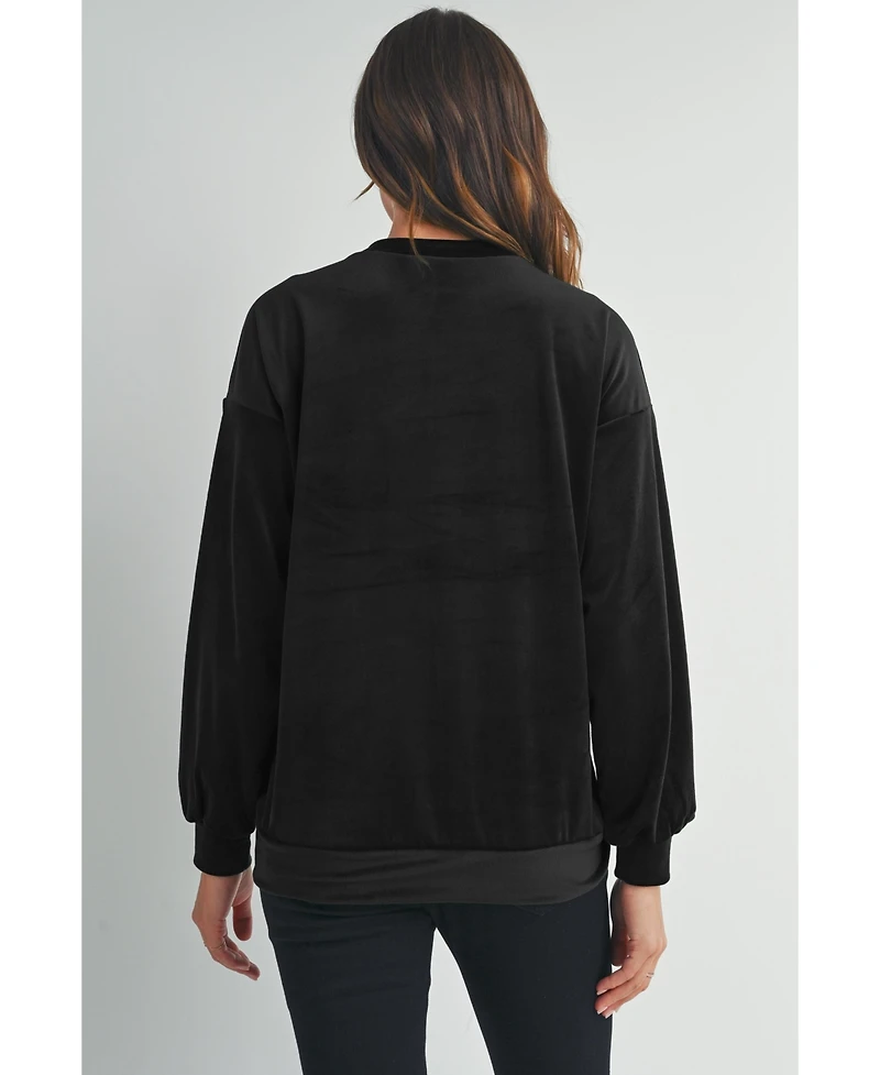 Hello Miz Women's Velvet Mama Crewneck Maternity Sweatshirt