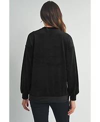 Hello Miz Women's Velvet Mama Crewneck Maternity Sweatshirt