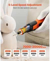 Mecale 73-Piece Cordless Rotary Tool Kit, DC4V Mini Rotary Tool, 5 Speeds 7000–20000 Rpm, Multi-Purpose Diy Tool Set