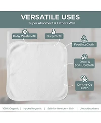 Sperric Baby Organic Washcloths, 10x10" Ultra Soft Absorbent Face Wash Cloths for Babies, Wash Cloth, Newborn Bath Towels, Holiday Gifts 6 Pack