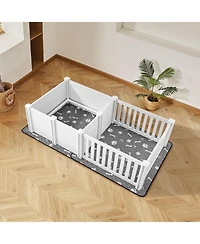 COZITODog Whelping Box, 73 x 38 x 19.7 in Plastic Whelping Pen w/ Adjustable Door Height & Waterproof Pad, Easy-Clean Indoor Birth Kit