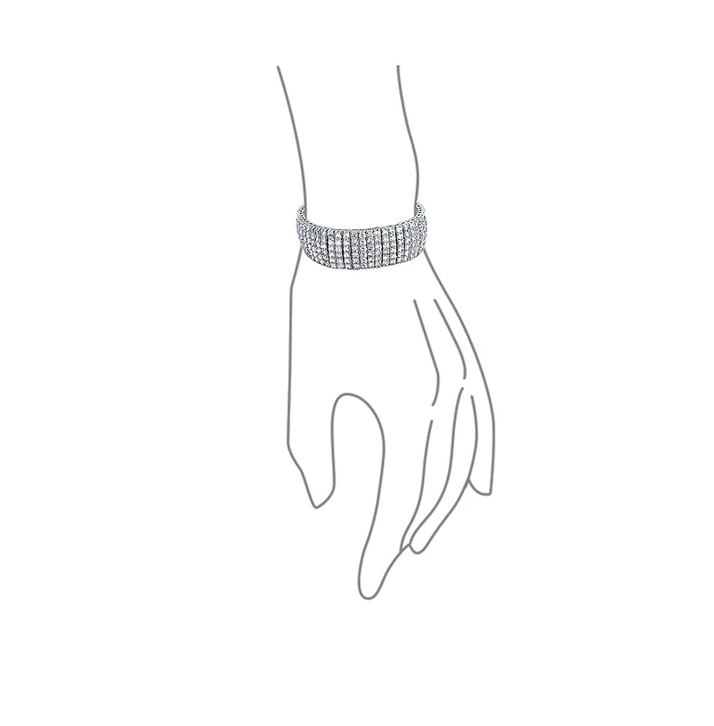 Bling Jewelry Special Occasion Jewelry Six Row Fashion Statement Cz Cubic Zirconia Wide Tennis Bracelet Silver Plated