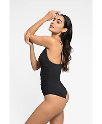 Popilush Women's Shapewear Ruched Cross-Front Sculpting One-Piece Swimsuit