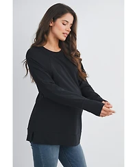 Hello Miz Maternity Crew Neck Side Zip Nursing Pullover Sweatshirts