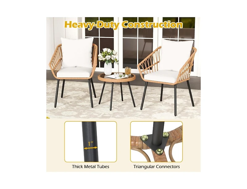 Slickblue Outdoor 3-Piece Bistro Set with Sturdy Metal Frame