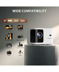 Zachvo 1080P Projector 4K Support, 5G WiFi Bluetooth, Outdoor With Full-Sealed Engine/Ppt/Zoom