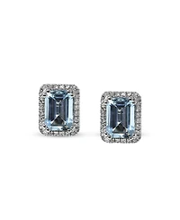 Macy's Aquamarine (1-5/8 ct. t.w.) & Diamond (1/6 ct. t.w.) Stud Earrings in 14k White Gold