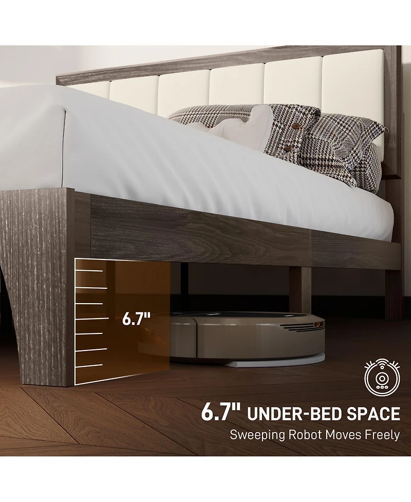 Homcom Full Size Bed Frame with Headboard Platform Bed Frame Charcoal