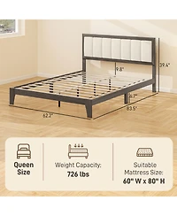 Homcom Queen Bed Frame with Headboard, Platform Charcoal