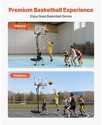 Mecale Portable Basketball Hoop, 5.25–10 ft Height Adjustable Stand with 48" Pc Backboard, Rolling Wheels, Outdoor Goal System