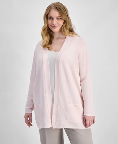 Anne Klein Plus Long-Sleeve Open-Front Cardigan