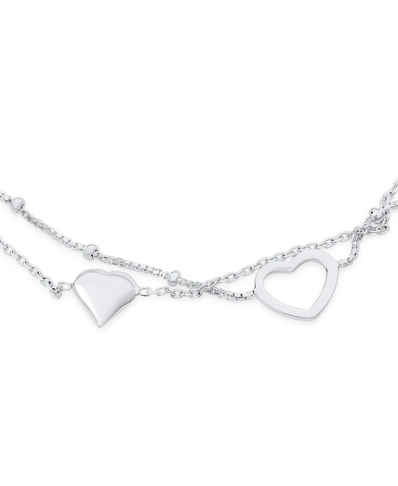 Bling Jewelry Love Double Strand Two Hearts Anklet Ankle Bracelet Sterling Silver Adjustable