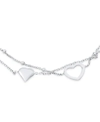 Bling Jewelry Love Double Strand Two Hearts Anklet Ankle Bracelet Sterling Silver Adjustable