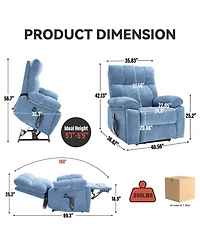 Boyel Living Heat Massage Dual Motor Infinite Position Up to 350 Lbs Large Electric Power Lift Recliners with Hidden Cup Holders