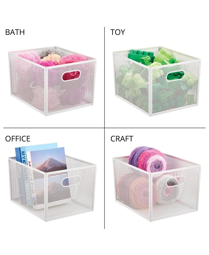 mDesign Perforated Metal Storage Bin with Handles for Pantry