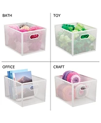 mDesign Perforated Metal Storage Bin with Handles for Pantry