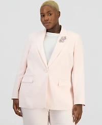Anne Klein Plus Embellished Peak-Lapel Blazer