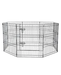 Cozito Dog Playpen, 8-Panel 30"H x 24"W Foldable Metal Exercise Pen w/ Door & 600D Oxford Bottom Pad, Indoor/Outdoor Pet Fence