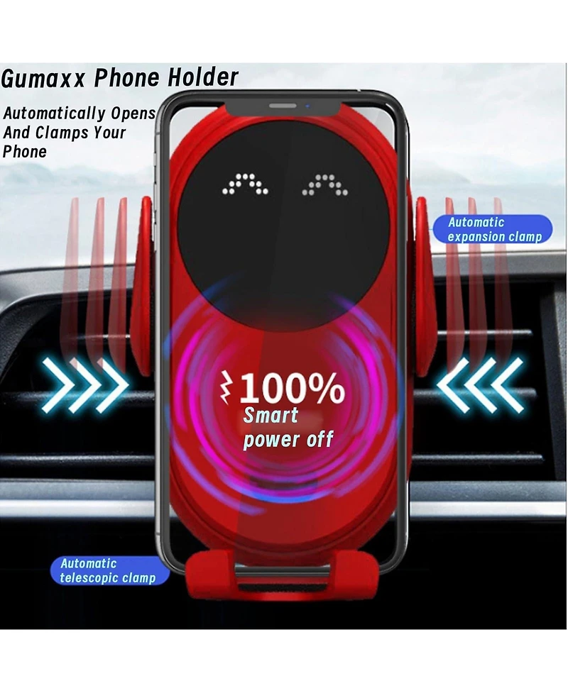 Risokeys Infrared induction induction car wireless charger, smart car wireless charger mobile phone holder for all mobile phones (Black)