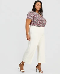 Anne Klein Essentials Plus Wide-Leg Cropped Pull-On Pants