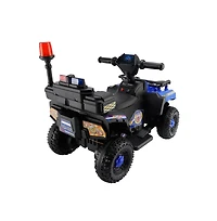 Bruce & Shark 6V Kids Police Ride-On Atv, Electric Toy with 4 Wheels, Light, Sound & Foot Pedal Drive