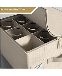 Sorbus Champagne Flute Glasses Organizer Case with Lid (Holds Service for 12) Felt Protectors